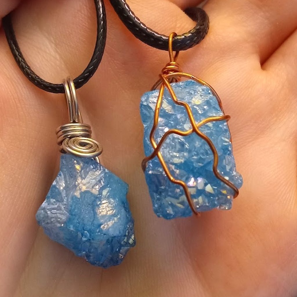 Handmade Druzy Agate Crystal Necklaces Sale Set Of 2 25$